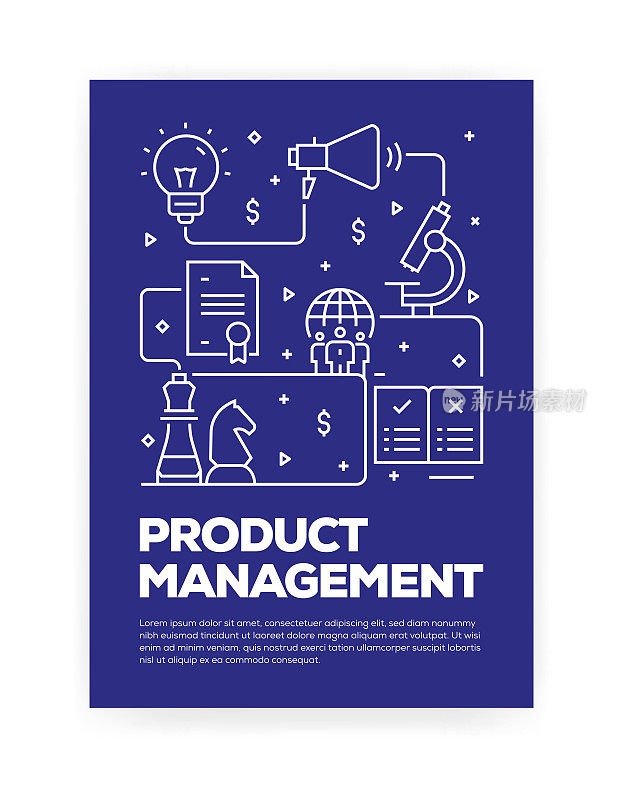 Product Management Concept Line Style Cover Design for Annual Report, Flyer, Brochure.